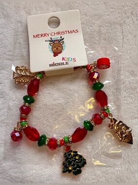 Nicole Kids Red and Green Holiday Charm Bracelet